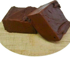 Dark Chocolate Cut Fudge with text